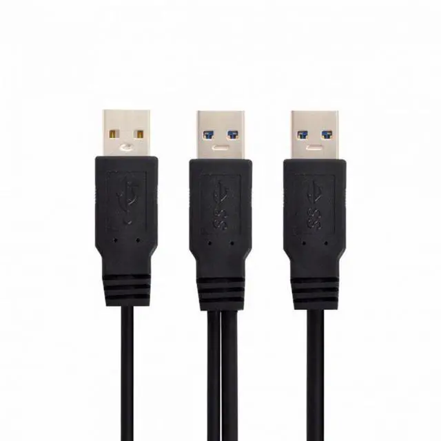 Alt view image 3 of 5 - super speed USB 3.0 power Y cable two A Male to USB Male for external Hard Disk