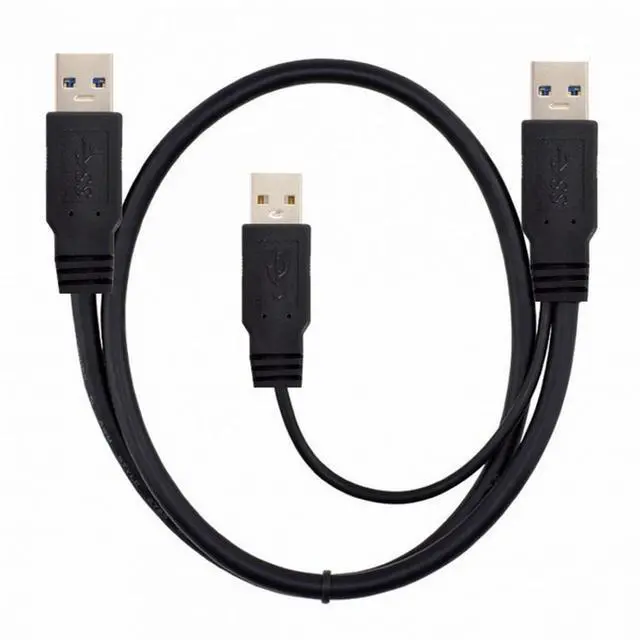 Alt view image 5 of 5 - super speed USB 3.0 power Y cable two A Male to USB Male for external Hard Disk