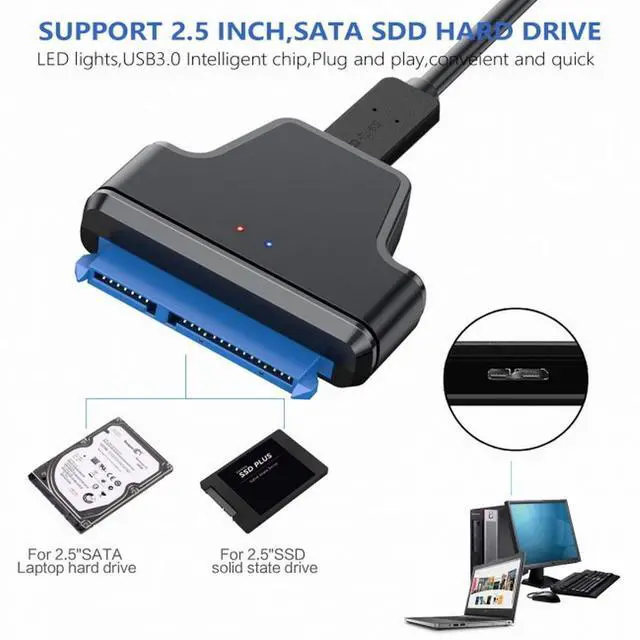 Alt view image 3 of 4 - 5Gbps Micro USB 3.0 to SATA 22Pin 7+15 Enclosure Adapter for 2.5" Hard Disk Drive SSD HDD Mass Storage Class