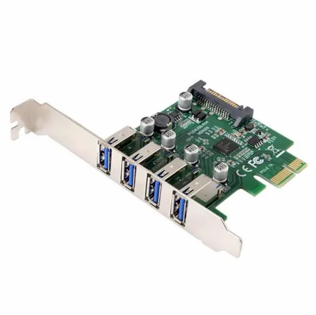 Alt view image 3 of 5 - Low Profile 4 Ports PCI-E to USB 3.0 HUB PCI Express Expansion Card Adapter 5Gbps for Motherboard