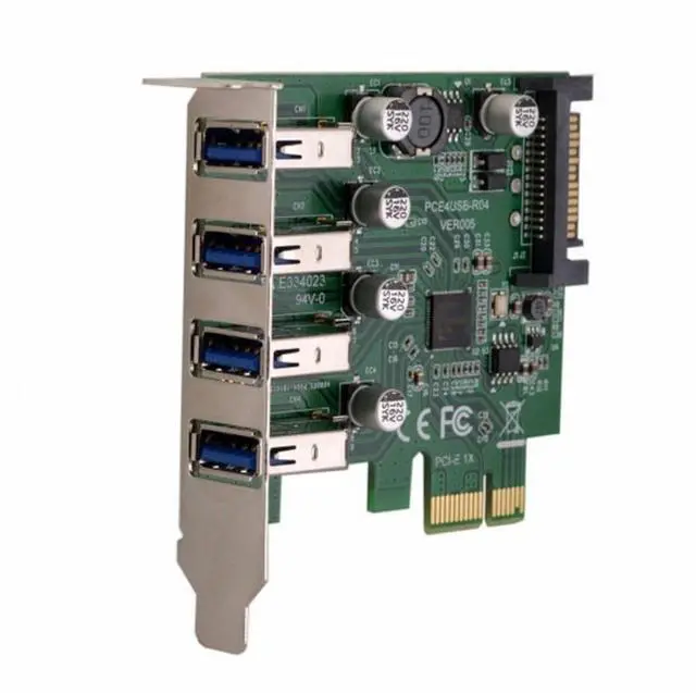 Alt view image 4 of 5 - Low Profile 4 Ports PCI-E to USB 3.0 HUB PCI Express Expansion Card Adapter 5Gbps for Motherboard