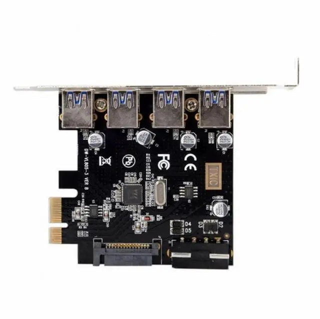 Alt view image 3 of 5 - 4 Ports PCI-E to USB 3.0 HUB PCI Express Expansion Card Adapter 5Gbps for Motherboard