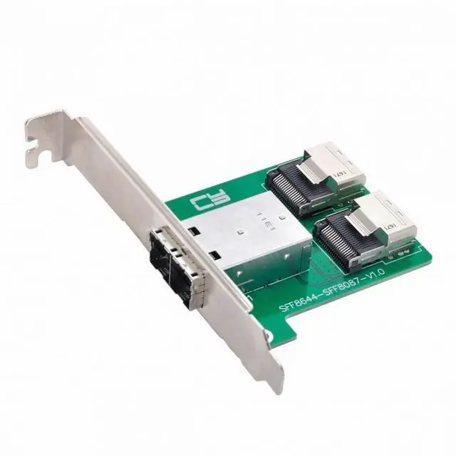 Alt view image 4 of 5 - Dual Ports Mini SAS HD SFF-8644 To Internal Mini SAS SFF-8087 PCBA Female Adapter With Low Profile Bracket