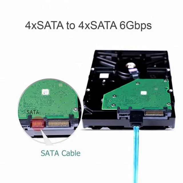 Alt view image 5 of 5 - Internal SAS 4 SATA Host to 4 SATA 7pin Target Hard Disk 6Gbps Data Server Raid Cable 50cm