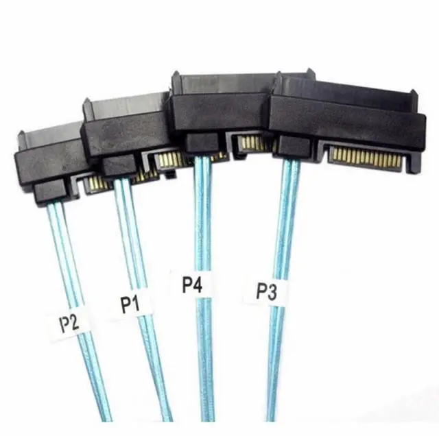 Alt view image 5 of 5 - Internal 36 Pin Mini SAS SFF-8087 Host to 4 SFF-8482 Target SAS Hard Disk and SATA Power Cable 100cm