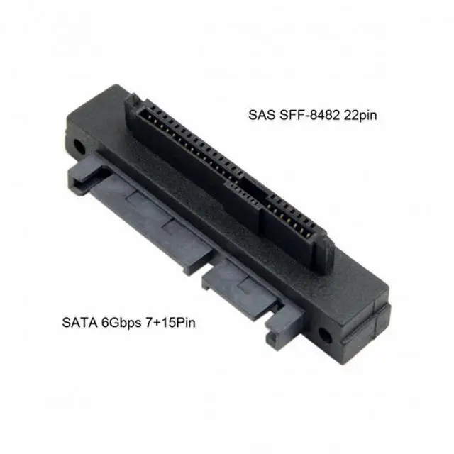 Alt view image 4 of 5 - Right Angled 90 Degree SFF-8482 SAS 22 Pin to 7 Pin + 15 Pin SATA Hard Disk Drive Raid Adapter