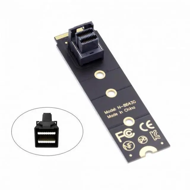 Alt view image 4 of 5 - NGFF M-Key 22x80mm to Vertical SFF-8643 Socket PCI-E U.2 Kit SFF-8639 NVME PCIe4.0 SSD Adapter for SSD750 p3600 p3700 M.2