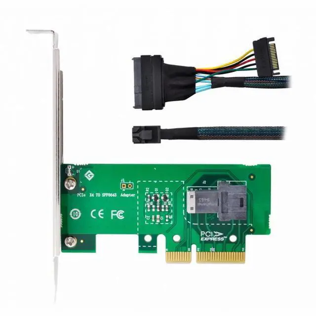 Alt view image 2 of 5 - PCI-E 3.0 4.0 to SFF-8643 Card Adapter and U.2 U2 SFF-8639 NVME PCIe SSD Cable for Mainboard SSD
