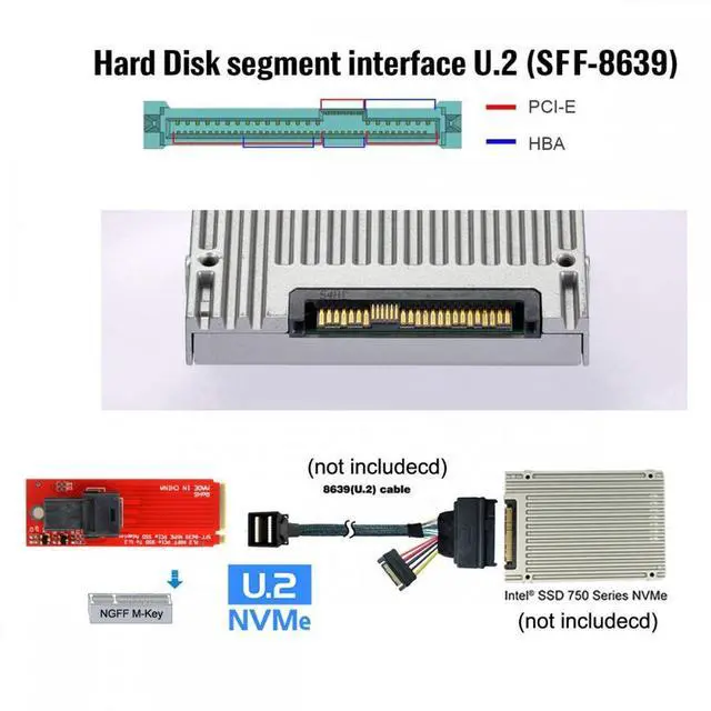 Alt view image 5 of 5 - M.2 SFF-8643 Card Adapter and U.2 U2 SFF-8639 NVME PCIe SSD Cable PCI-E 3.0 4.0 for Mainboard SSD