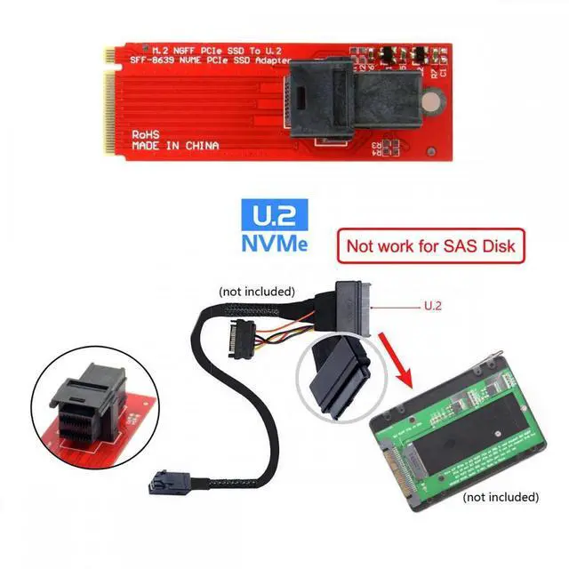 Alt view image 4 of 5 - M.2 SFF-8643 Card Adapter and U.2 U2 SFF-8639 NVME PCIe SSD Cable PCI-E 3.0 4.0 for Mainboard SSD