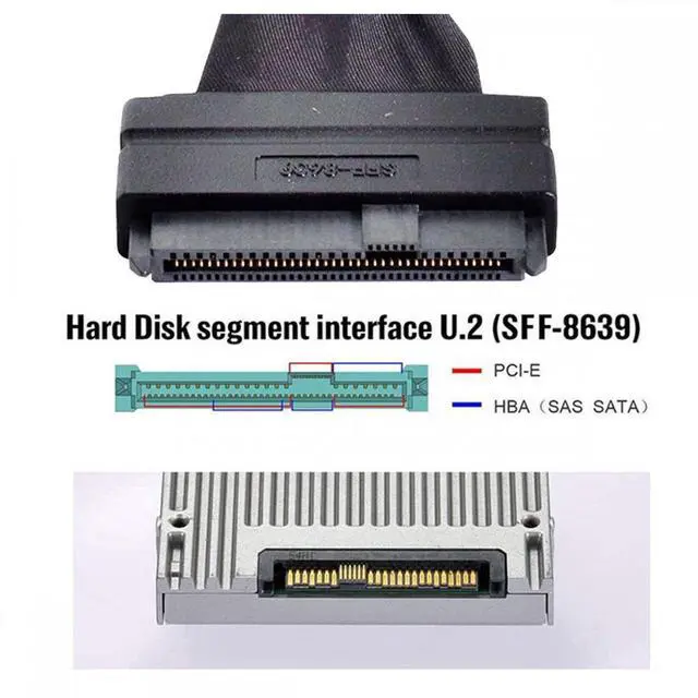 Alt view image 4 of 5 - U.2 U2 SFF-8639 NVME PCIe SSD Cable for Mainboard SSD 750 p3600 p3700 M.2 SFF-8643 Mini SAS HD