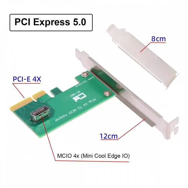 Alt view image 2 of 5 - PCI-Express 5.0 4.0 4X to MCIO Mini Cool Edge IO Female Host Adapter for PCIe Nvme U.2 SSD