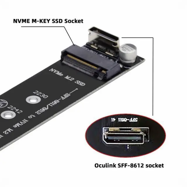Alt view image 2 of 5 - Oculink SFF-8612 SFF-8611 to M.2 Kit NGFF M-Key to NVME PCIe SSD 2280 22110mm Adapter for Mainboard