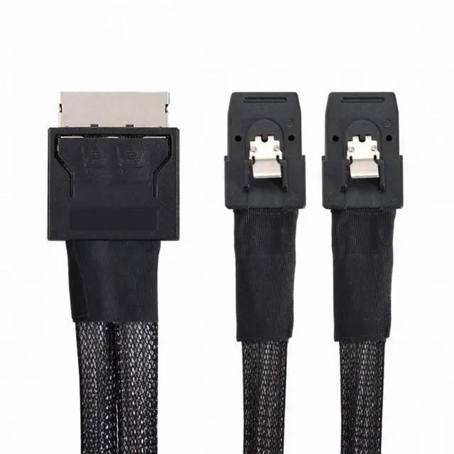 Alt view image 2 of 5 - OCuLink PCIe PCI-Express SFF-8611 8x 8-Lane to Dual SFF-8087 4x SSD Data Active Cable 50cm