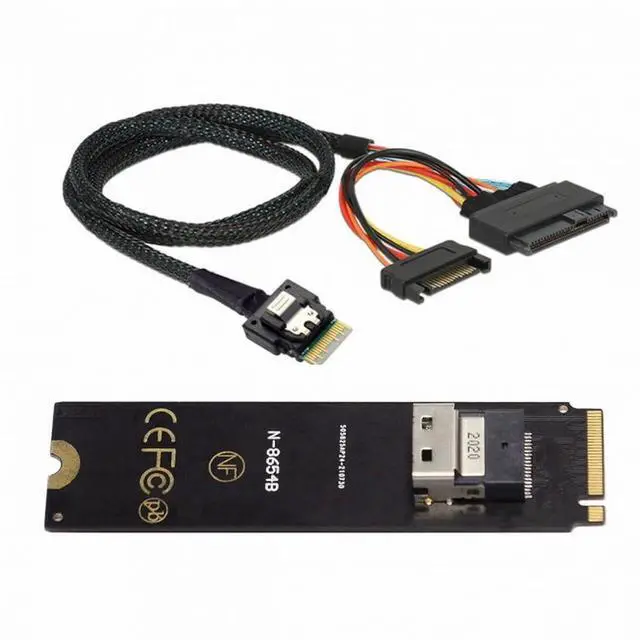 Main image of NGFF M-Key NVME to SFF-8654 Slimline SAS Card Adapter and U.2 U2 SFF-8639 NVME PCIe SSD Cable for Mainboard SSD