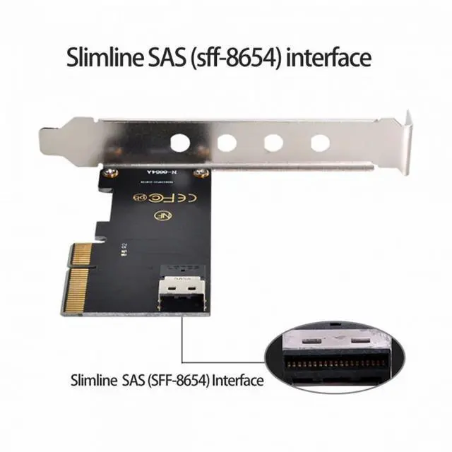 Alt view image 3 of 5 - PCI-E 4X to U.2 U2 Kit SFF-8639 to SFF-8654 Slimline SAS NVME PCIe SSD Adapter for Mainboard