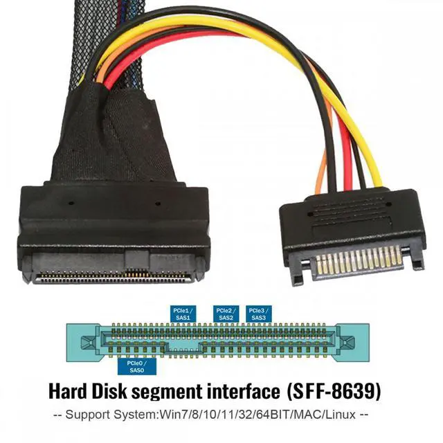 Alt view image 3 of 5 - U.2 U2 SFF-8639 to Slimline SFF-8654 4i NVME PCIe SSD Cable for Mainboard SSD 750 p3600 p3700 M.2