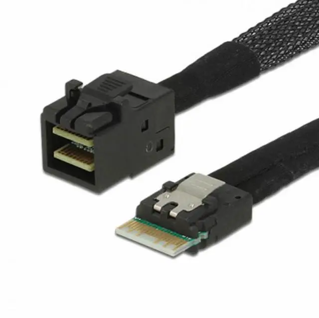 Alt view image 5 of 5 - Slim Line SAS 4.0 SFF-8654 4i 38pin Host to HD Mini SAS 4i SFF-8643 36pin Target Cable 50cm