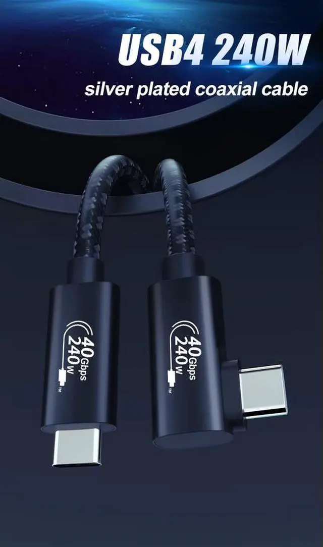 Alt view image 2 of 7 - USB 4 Cable for Thunderbolt 4 Cable Right Angle 3.3FT and 90 Degree USB C Right Angle Cable