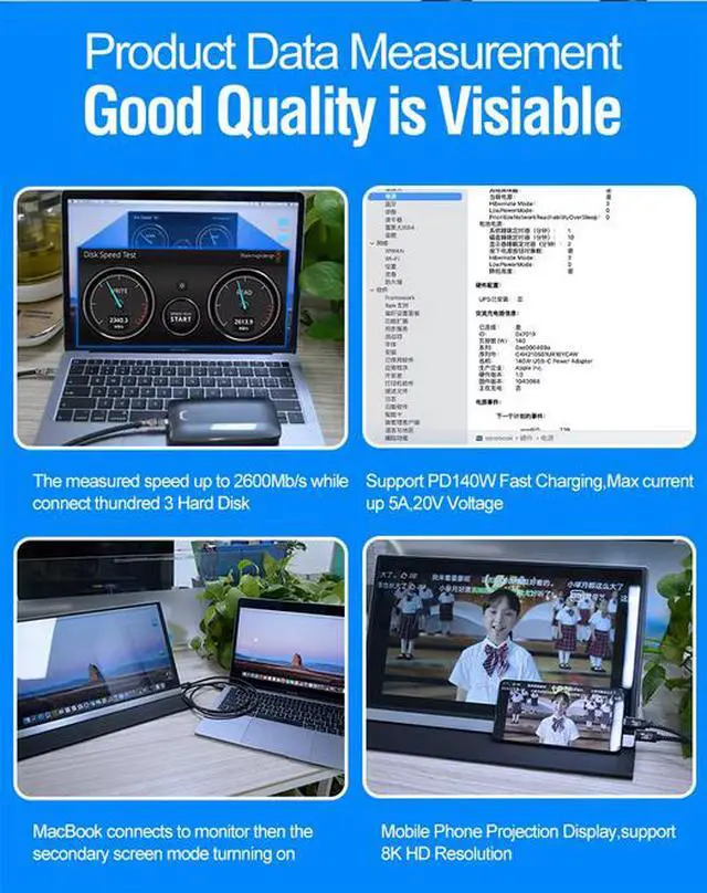 Alt view image 3 of 7 - PD240W USB4 Coaxial Cable with Smart Emarker Chip 40Gbps Super Speed 5A Fast Charging Video Game Player Cable