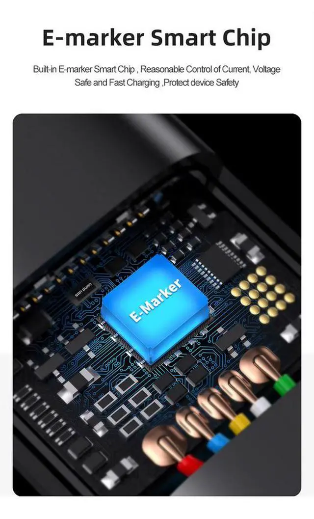 Alt view image 6 of 7 - PD240W USB4 Coaxial Cable with Smart Emarker Chip 40Gbps Super Speed 5A Fast Charging Video Game Player Cable