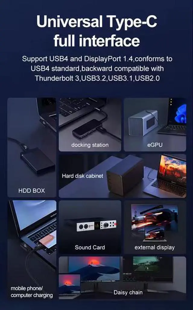 Alt view image 2 of 5 - USB 4 Cable for Thunderbolt 4 Cable Right Angle 3.3FT and 90 Degree USB C Right Angle Cable