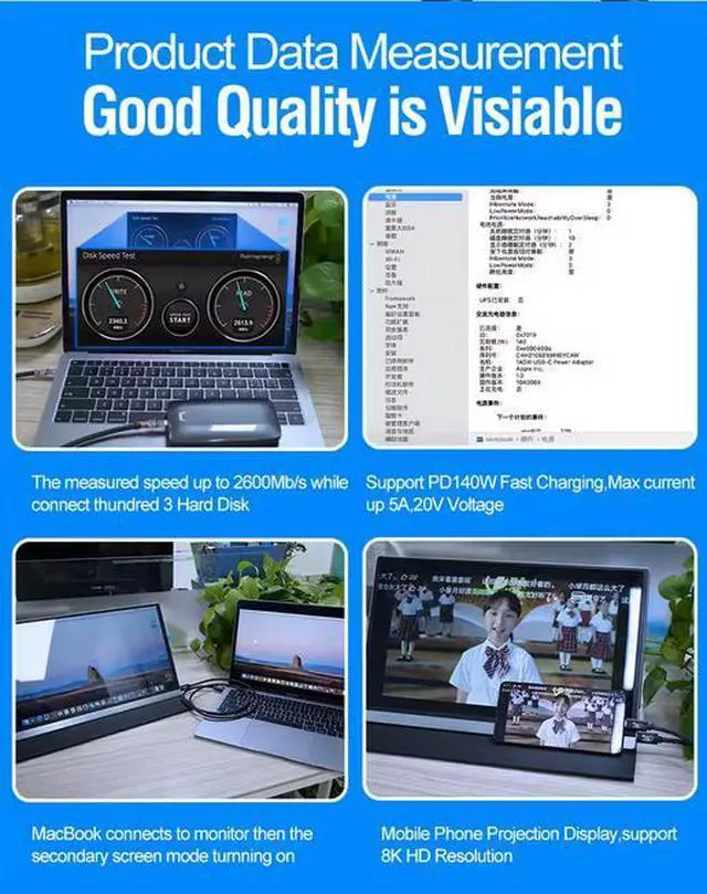 Alt view image 5 of 5 - OEM/ODM Hot Sale USB-IF USB-C to USB-C USB4 Fast Charger 240w 40 Gbps, 8K Video for Apple iPhone 16/15, IPad,Tablets,Laptops, Black 1m
