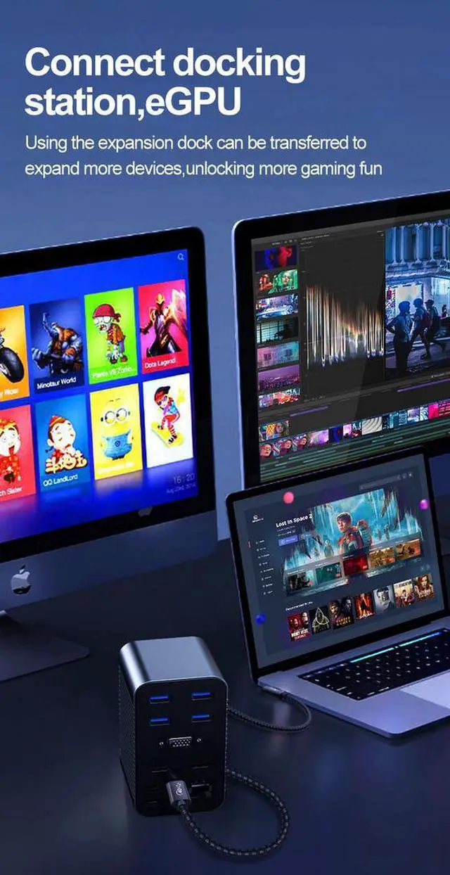 Alt view image 3 of 5 - EMark Smart 40Gbps USB Data Cable Thunderbolt L Size Coaxial for Computer Printer Super Fast Charging Braid Type-C USB Cable 2m