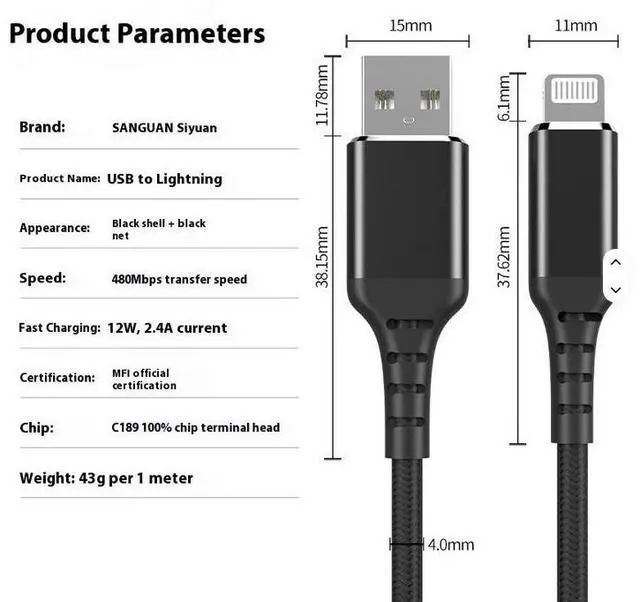 Alt view image 4 of 6 - MFI Certified for 8Pin Data Cable for iPhone 14 Pro and iPad Nylon Jacket Fast Charging at 3A for Mobile Phone and Flash Devices