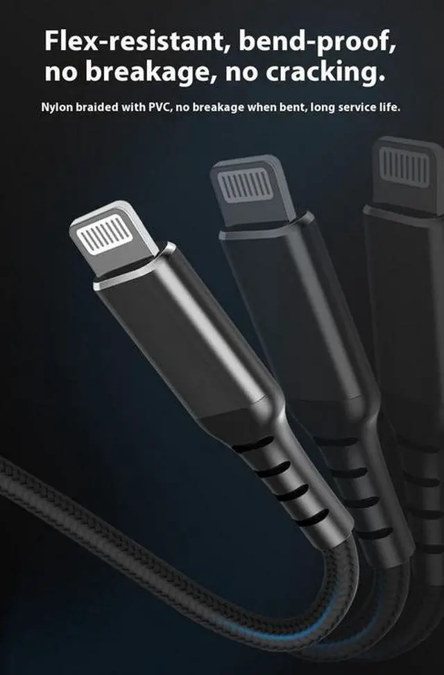 Alt view image 6 of 6 - MFI Certified for 8Pin Data Cable for iPhone 14 Pro and iPad Nylon Jacket Fast Charging at 3A for Mobile Phone and Flash Devices