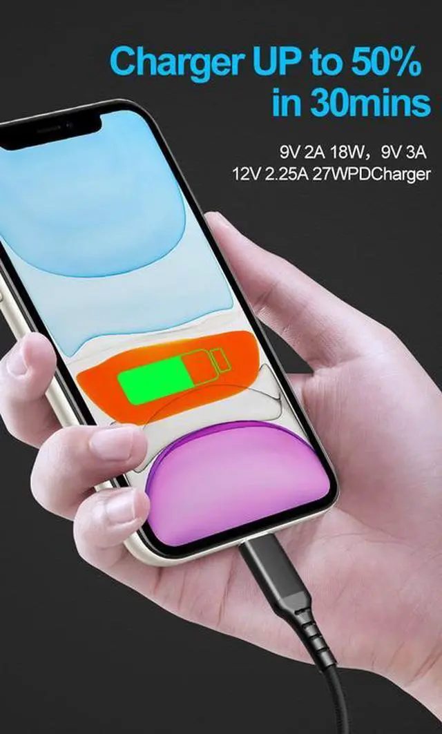 Alt view image 7 of 7 - PD30W 8Pin to Type C USB 3.0 Cable 2M Fast Charging MFi C94 for IOS Devices Shielded with Braid