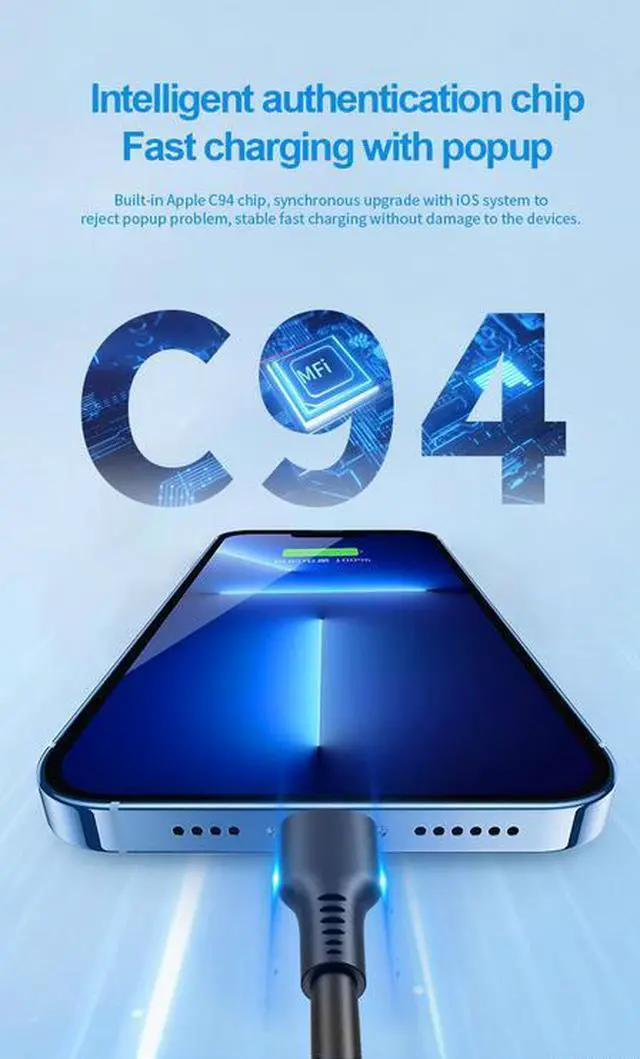 Alt view image 4 of 6 - Long SR Rubber Durable Finish Usb Cord Usb c to L (8 Pin ) Cable for Apple iPhone 14 13 12 11 X Xs Pro, Pro Max,