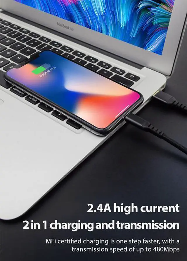 Alt view image 3 of 6 - MFi Certified USB A to L Cable 2.4A Fast Charging 480Mbps Data Transfer 18W Power OEM Custom Logo Support Factory Direct