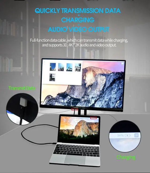 Alt view image 5 of 6 - Free logo PD100W USB3.1 Type c Cable 1m 2m Nylon Braid Usb c Cable 10Gbps 20Gbps Data Speed Usb Cable