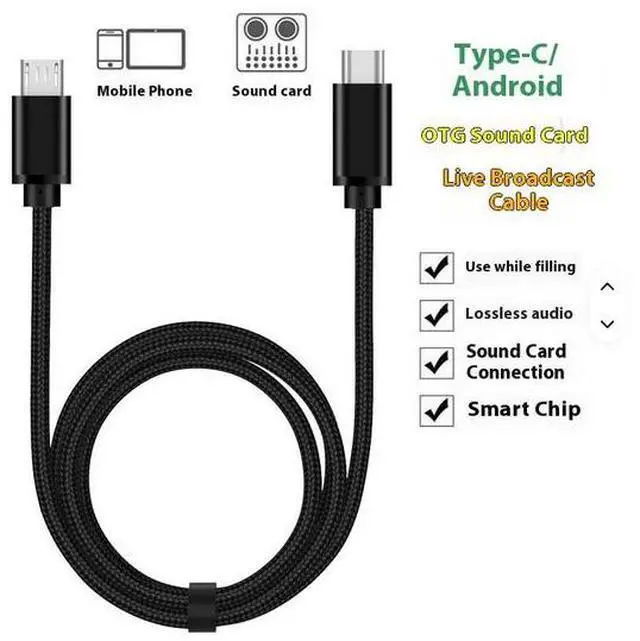 Alt view image 3 of 6 - Type-C to Micro 2.4A Fast Charging OTG Adapter with PVC Jacket for Mobile Phones Computers Live Sound Card Headset Connection