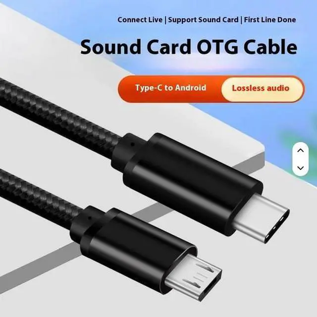 Alt view image 5 of 6 - Type-C to Micro 2.4A Fast Charging OTG Adapter with PVC Jacket for Mobile Phones Computers Live Sound Card Headset Connection