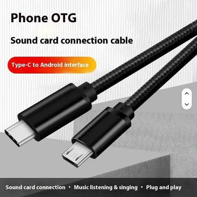 Alt view image 6 of 6 - Type-C to Micro 2.4A Fast Charging OTG Adapter with PVC Jacket for Mobile Phones Computers Live Sound Card Headset Connection