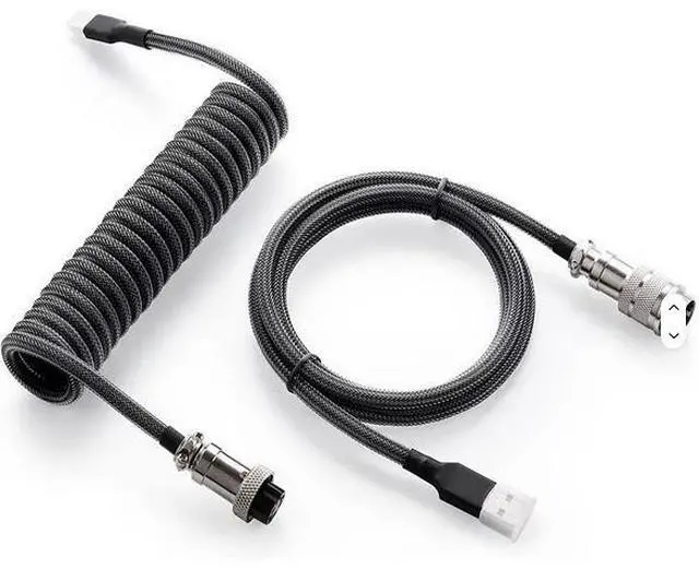 Alt view image 6 of 6 - USB Type-C Aviation Plug 3M Data Cable Game Mechanical Keyboard Cable Aviation Plug Spring Line Link Line Keyboard Coiled Cable