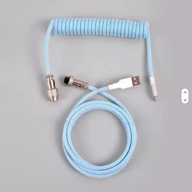 Alt view image 2 of 6 - USB Type-C Aviation Plug 3M Data Cable Game Mechanical Keyboard Cable Aviation Plug Spring Line Link Line Keyboard Coiled Cable