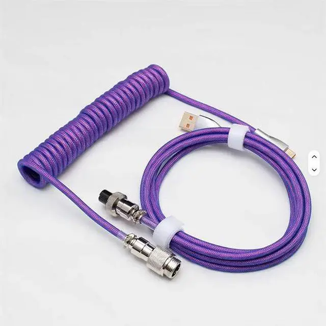 Alt view image 3 of 6 - USB Type-C Aviation Plug 3M Data Cable Game Mechanical Keyboard Cable Aviation Plug Spring Line Link Line Keyboard Coiled Cable