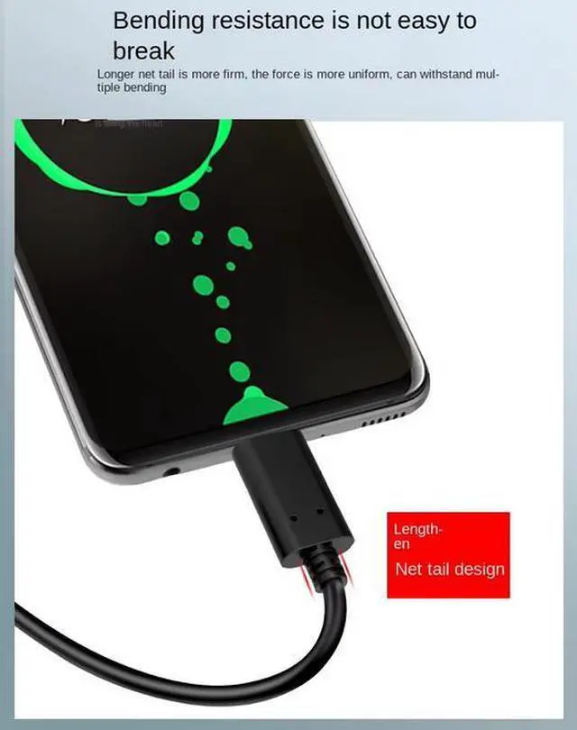 Alt view image 4 of 7 - Dual-Head 60W Fast Charging Type-C Data Line for Mobile Phones Computers 10Gbps High-Speed Transmission PVC Braid for Hard Disks