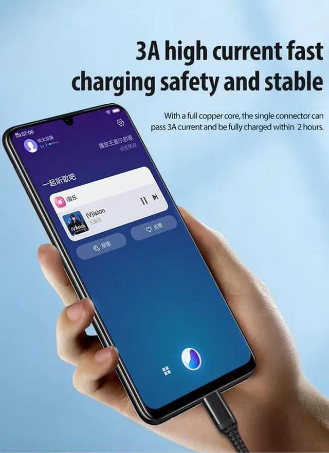 Alt view image 4 of 7 - Pure Copper Super Fast 5A 66W Nylon Braided Data Cable USB C Type-C iPhone 15 for Huawei Android Compatible Mobile Charging 1m