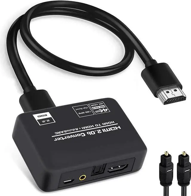 Main image of HDMI Audio Extractor, 4K@60Hz HDMI to HDMI + Optical Toslink SPDIF + 3.5mm Audio Output, HDMI Audio Converter Adapter Embedder Support 1080P 3D Suit for Fire Stick, Xbox, Laptop