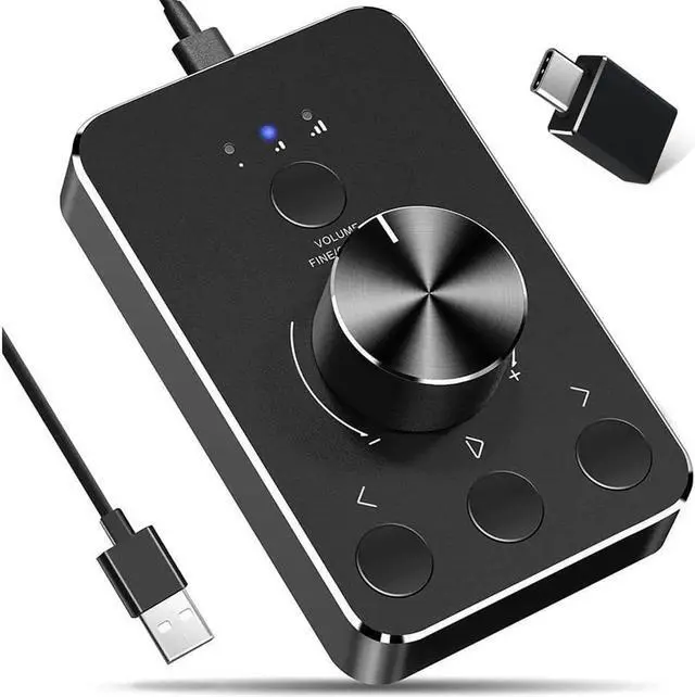 Main image of USB Multimedia Control Knob Inline Volume Controller with USB Type-C Audio Input Ports, One-Key Mute and 3 Volume Control Modes