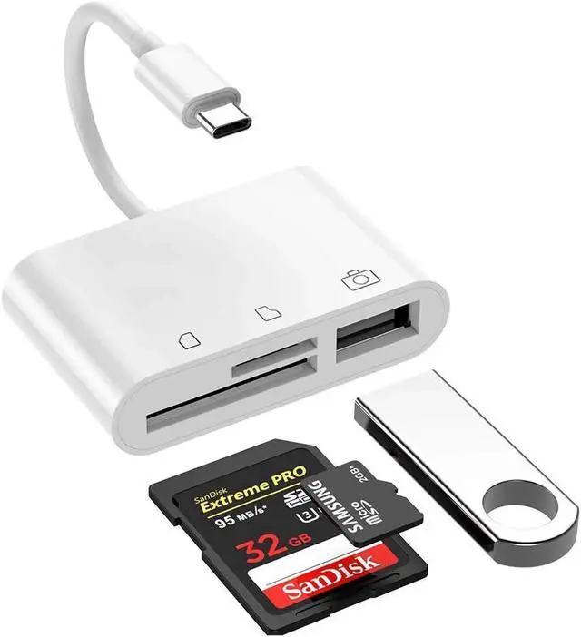 Main image of USB C to CF Card Reader, SD Card Reader, Camera Memory Card Reader, Type C Micro SD Card Adapter for New iPad Pro 11"/12.9" 2018, MacBook Pro, ChromeBook, XPS and More