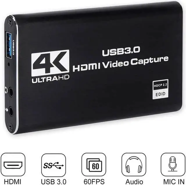 Alt view image 7 of 7 - Capture Card, 4K Video Capture Card USB 3.0 1080P 60fps HDMI Audio Video Capture Device for OBS vMix Wirecast Potplayer VLC Encoder QuickTime Player Live Streaming
