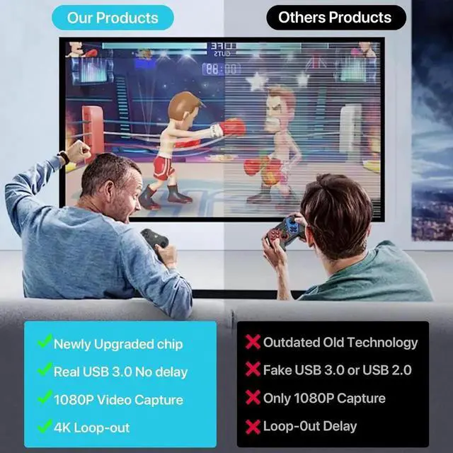Alt view image 5 of 7 - 4K HDMI Video Capture Card 1080p 60fps Board Game Capture Card USB 3.0/USB-C Recorder Box Device for Live Streaming Video Recording Loop Out, works with PC and Mac