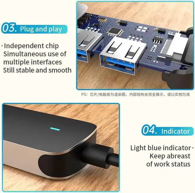 Alt view image 6 of 7 - USB C Hub 5 in 1 Type-C Hub, USB C Multi-Port Adapter, with HDMI/USB2.0/USB3.0/TF/SD Interface, USB C Hub Suitable for MacBook Pro, iPad Pro, and More Type C Devices