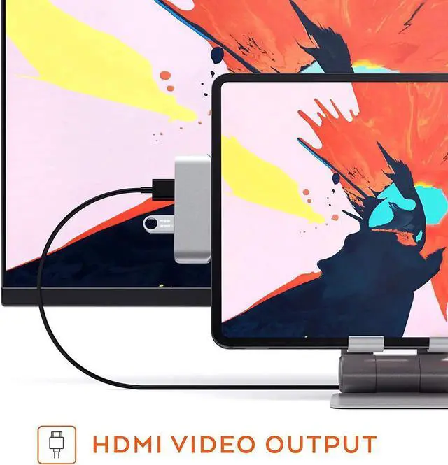 Alt view image 5 of 7 - USB C Hub, 4 in 1 Type C Hub Adapter with 1 USB 3.0 Port, 3.5mm Headphone Jack, PD Charging and 4k HDMI, for iPad Pro 11"/12.9" 2018 & MacBook Pro and Other Type C Devices, Silver