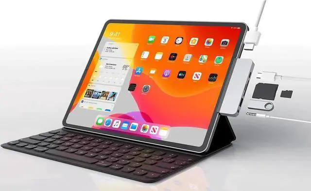 Main image of IPad Pro USB C Hub, 6 in 1 IPad Pro Hub 4K@30HZ HDMI Adapter and USB-C PD 60W, USB 3.0, 3.5mm Audio Output, SD/Micro Card Reader Compatible with IPad Pro 2020/2018, MacBook Pro 2020/2019